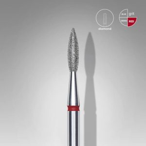 Capat freza/bit diamantat flacara ascutita rosu Staleks Pro Expert 2,1mm/8mm FA11R021/8