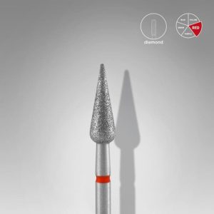 Capat freza/bit diamantat con ascutit rosu Staleks Pro Expert 4mm/12mm FA100R040/12